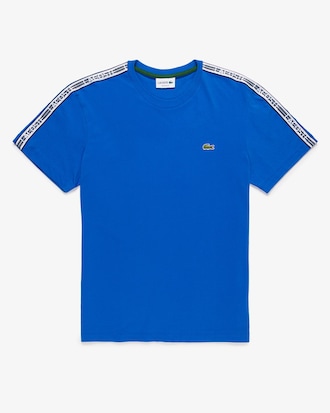 Camiseta masculina Lacoste Regular Fit listrada com logo