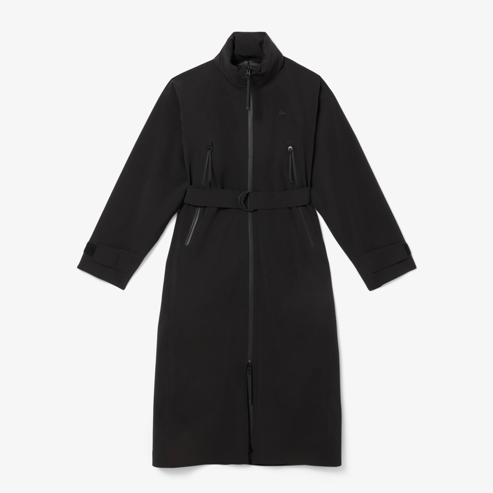 latte620　レディース　BLK S Casaco Preto Feminino Dupla Face Longo e Impermeável Lacoste