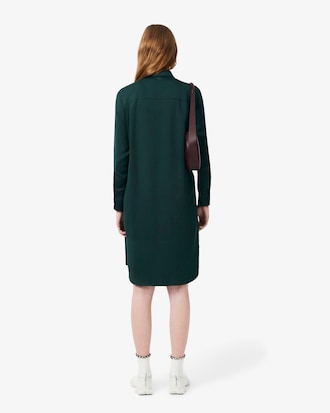 Vestido camisero de crep&eacute; fluido