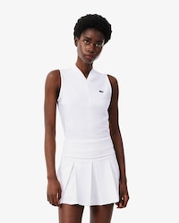 Camisa Polo de T&ecirc;nis El&aacute;stica de Dupla Malha Sem Manga