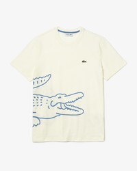 Camiseta masculina em algod&atilde;o org&acirc;nico com decote careca e estampa de crocodilo
