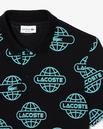 Lacoste Movement Polo em piqué ultraleve com estampa de globo
