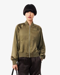Campera Bomber Oversized de Satén Bordada