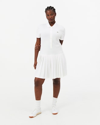 Vestido Polo Plissado em Piqu&eacute; Stretch