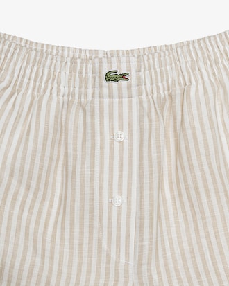 Bermuda de Lino Rayada Wide Fit