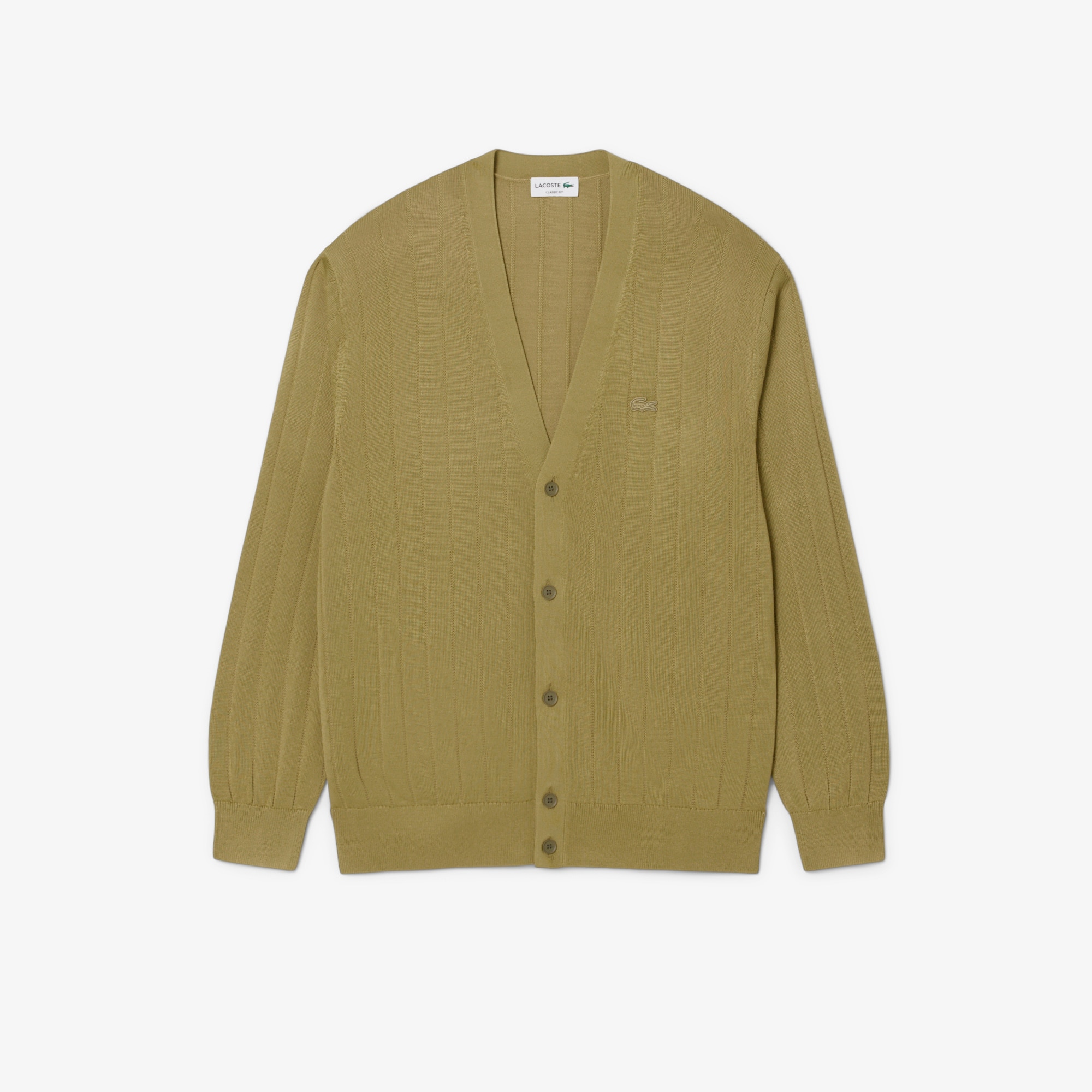 Cardigan Masculino Lacoste Costurado Canelado em Algodão
