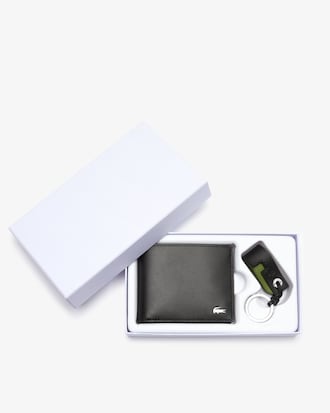 Caixa de presente com carteira de couro e chaveiro masculinos Fitzgerald em couro macio