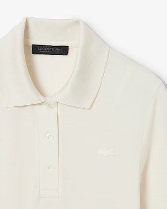 Polo de Seda Mini-Piqu&eacute; de Manga Larga Ajustado de Pasarela