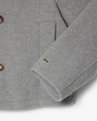 Short Oversized Wool Blend Pea Coat