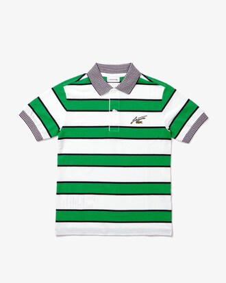 Polo infantil Lacoste em piqu&eacute; de algod&atilde;o listrado