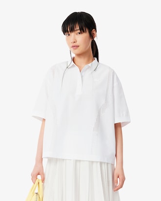 Camisa Polo Feminina com  Linhas Contrastantes Oversize Fit 