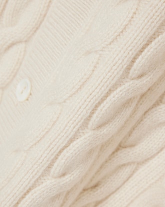 Cardigã de Malha com Padrão Trançado em Caxemira Runway