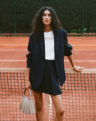 Blazer de piqu&eacute; con ca&iacute;da