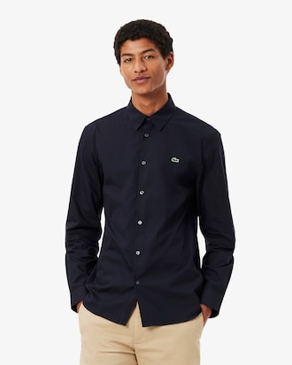 Camisa Slim Fit em Popeline de Algod&atilde;o Stretch