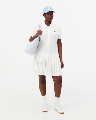 Vestido Polo Plissado em Piqu&eacute; Stretch