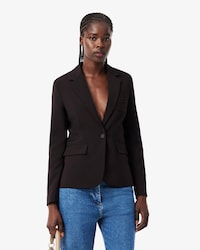 Blazer De Lana Con Logo Bordado Al Cuerpo