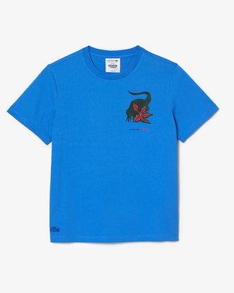 Camiseta feminina Lacoste x Netflix em jérsei de algodão