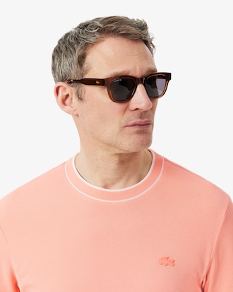 Camiseta de Piqu&eacute; com Gola Listrada em Stretch