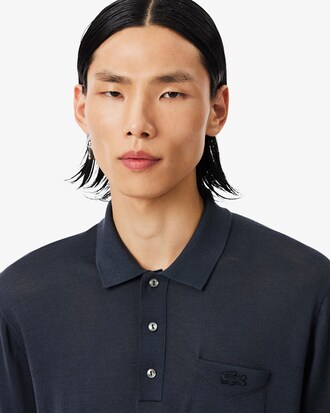 Suéter de Gola Polo em Lã Merino