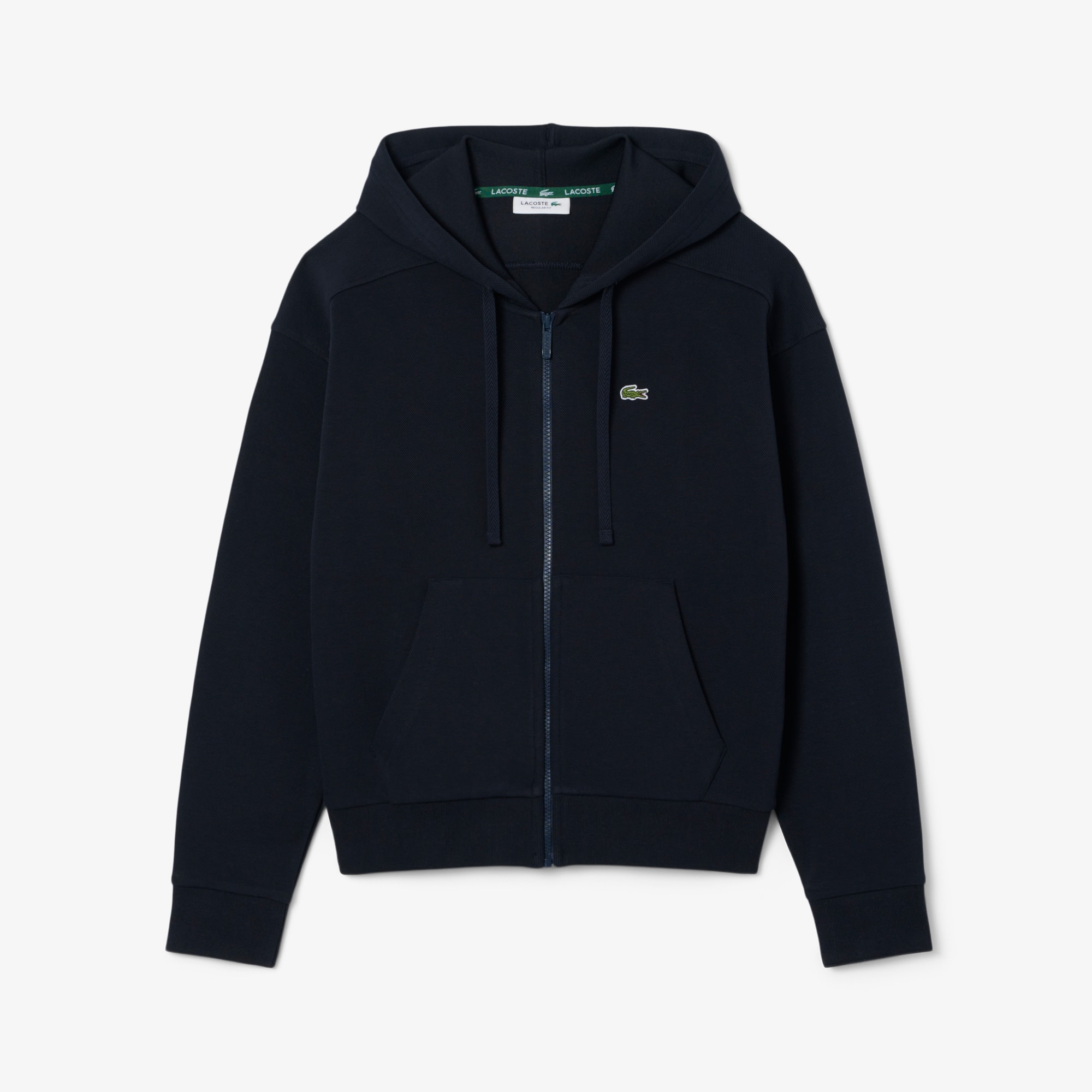 latte620　レディース　BLK S Moletom Feminino Lacoste Capuz Piqué Orgânico com Zíper