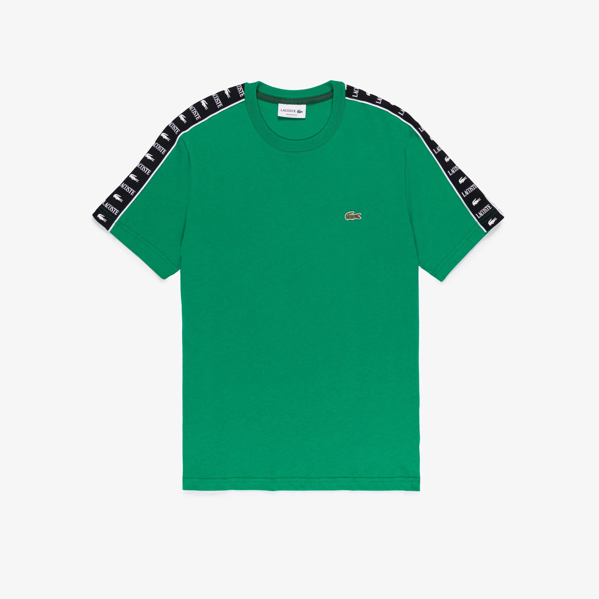 Camiseta Lisa de Algodão com Listras nos Ombros e Logo | Lacoste BR