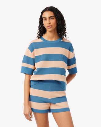 Camiseta de Malha em Mesh Listrada