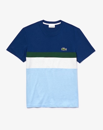 Camiseta masculina em algod&atilde;o com painel em colorblock