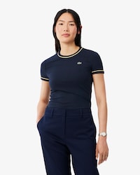 Camiseta de Malha com Acabamento Contrastante