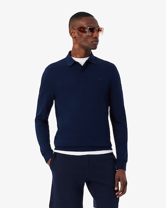 Polo Masculina Paris Manga Longa em Algod&atilde;o Piqu&eacute; com Stretch