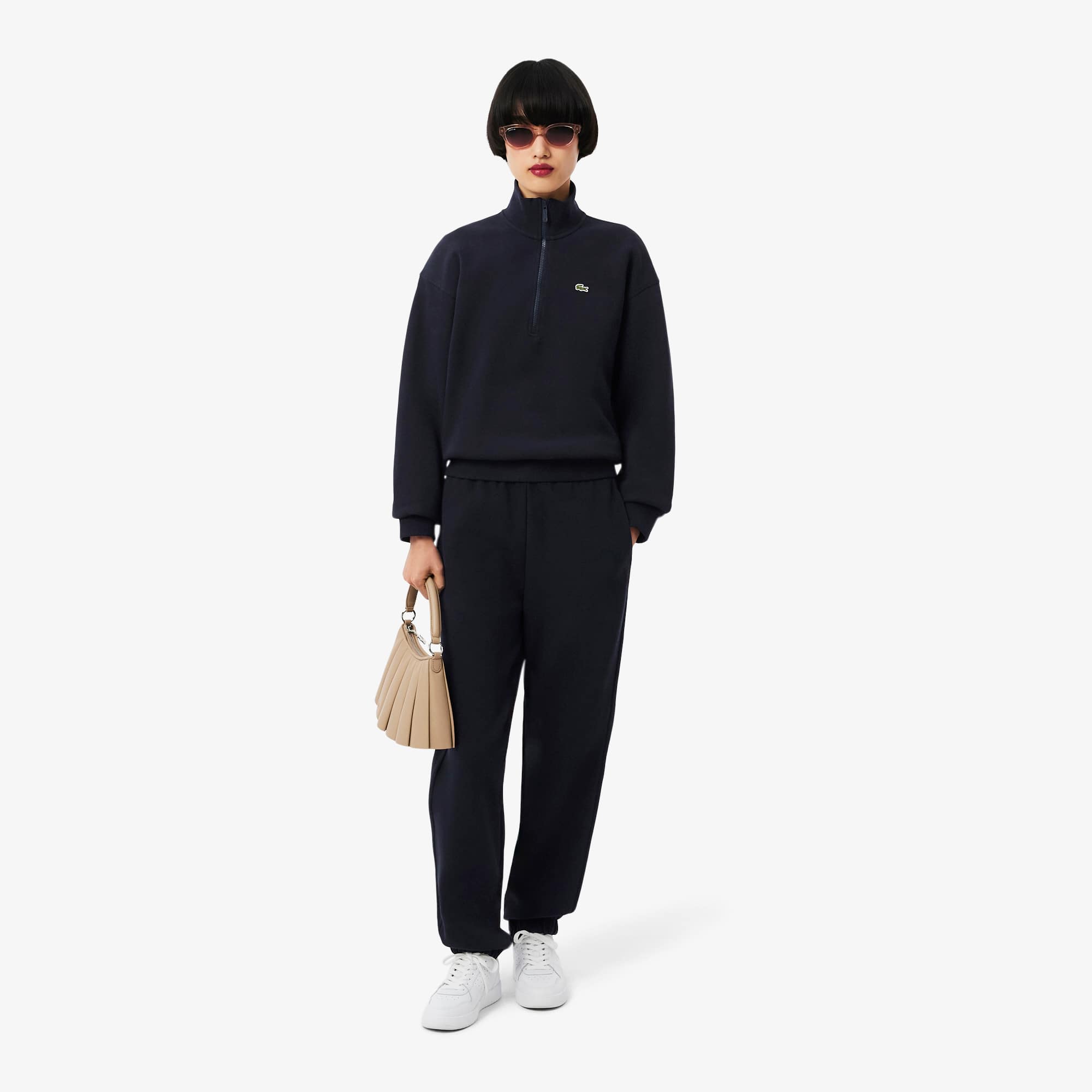 latte620　レディース　BLK S Moletom Piqué com Gola Alta e Zíper - Suéteres & Moletons