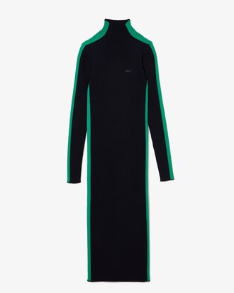 Vestido feminino em malha sem costura com faixa contrastante