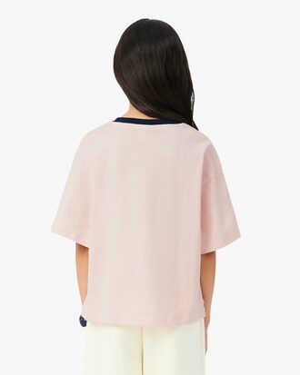 Camiseta de Algod&atilde;o com Distintivo Contrastante