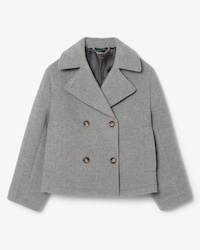 Campera tipo sac&oacute;n corto de mezcla de lana y corte oversize