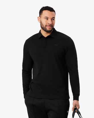 Polo Masculina Paris Manga Longa em Algod&atilde;o Piqu&eacute; com Stretch