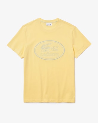 Camiseta masculina em algod&atilde;o com logo bordado e decote careca