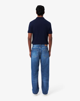 Cal&ccedil;a Jeans Indigo de Corte Reto com 5 Bolsos