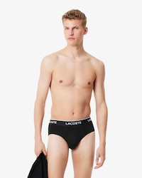 Pacote com 3 Cuecas Briefs Lisas de Algod&atilde;o