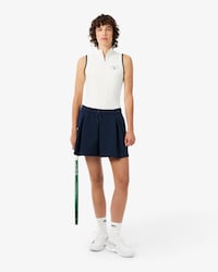 Shorts de piqu&eacute; el&aacute;stico con herencia ten&iacute;stica