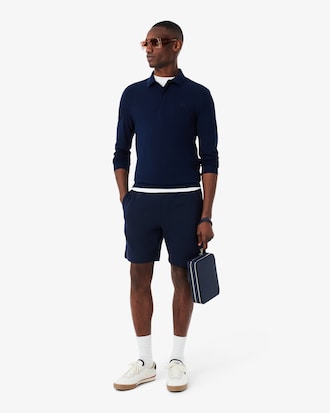 Polo Masculina Paris Manga Longa em Algod&atilde;o Piqu&eacute; com Stretch