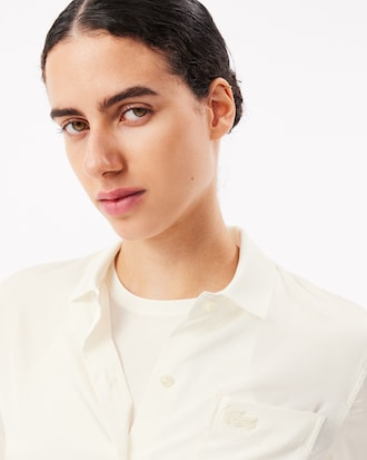 Camisa Slim Fit com Gola Canelada em Tecido Fluido