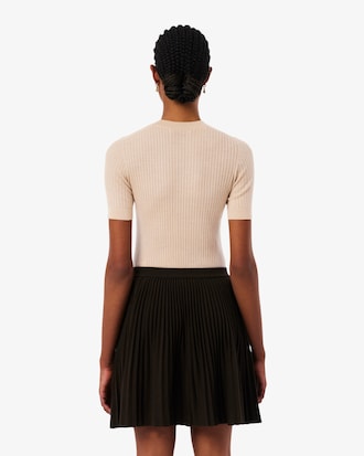 Short Sleeved Merino Wool Rib Knit Sweater