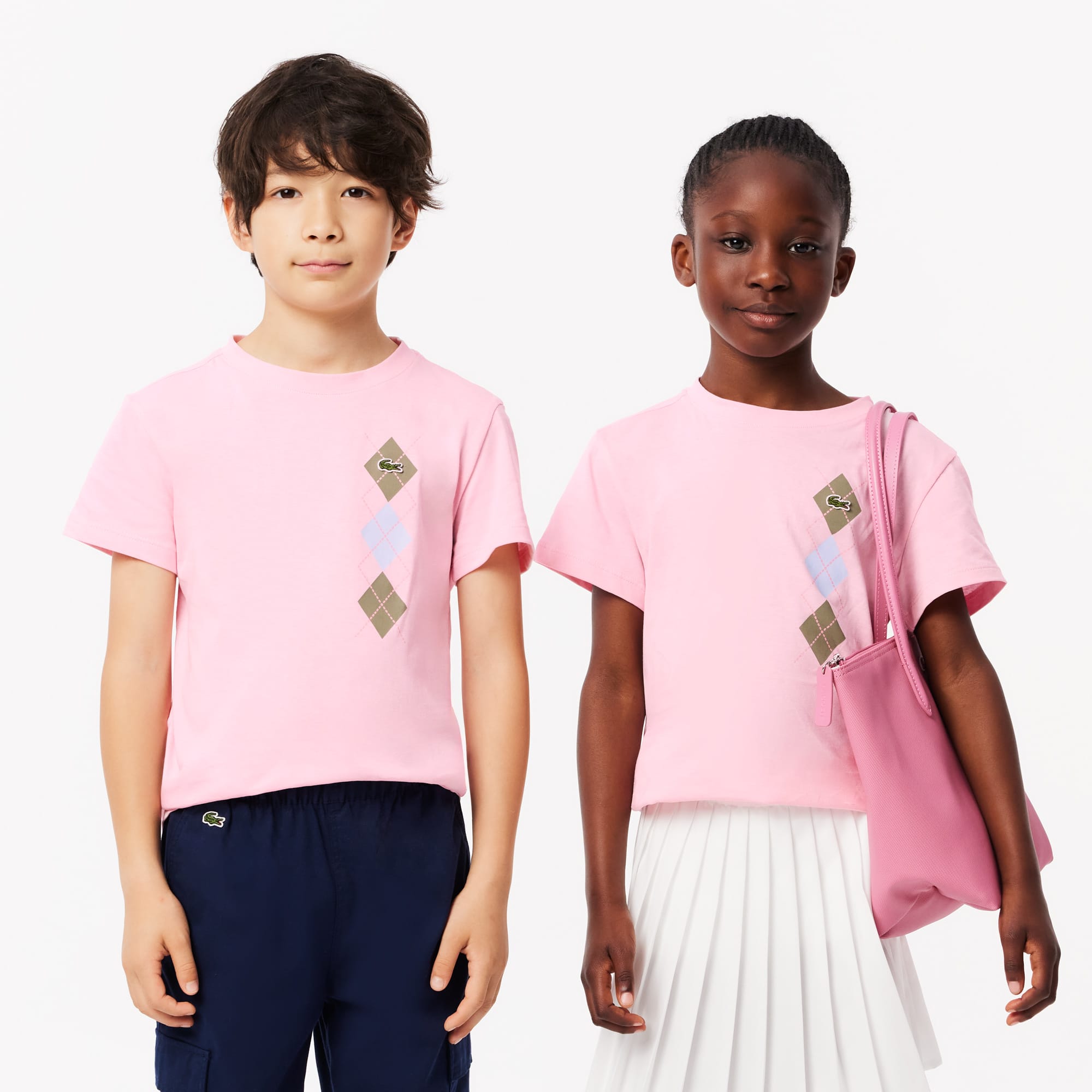 Camiseta Retro com Estampa Argyle Lacoste Infantil