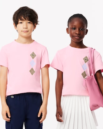 Camiseta de Algodão com Estampa Argyle