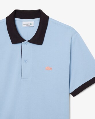 Polo Classic Fit com Acabamento Canelado Contrastante