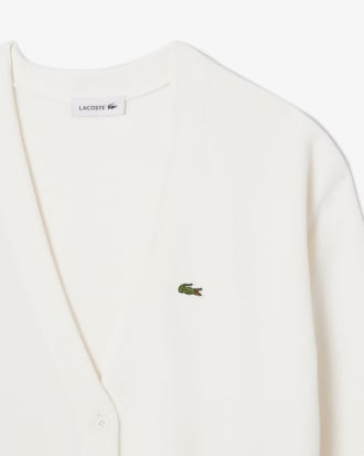 Cardigan de Algodão de Ponto Arroz de Gola V