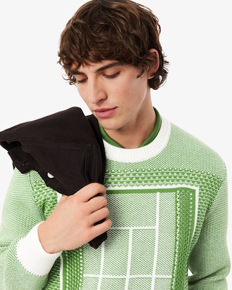 Tennis Court Graphic Jacquard Sweater