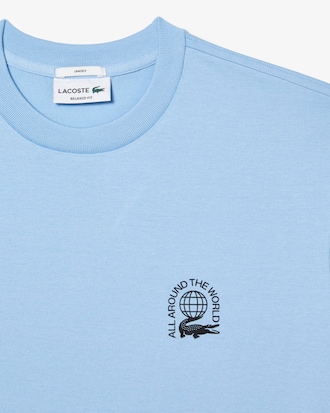 Camiseta masculina em j&eacute;rsei de algod&atilde;o org&acirc;nico com modelagem solta