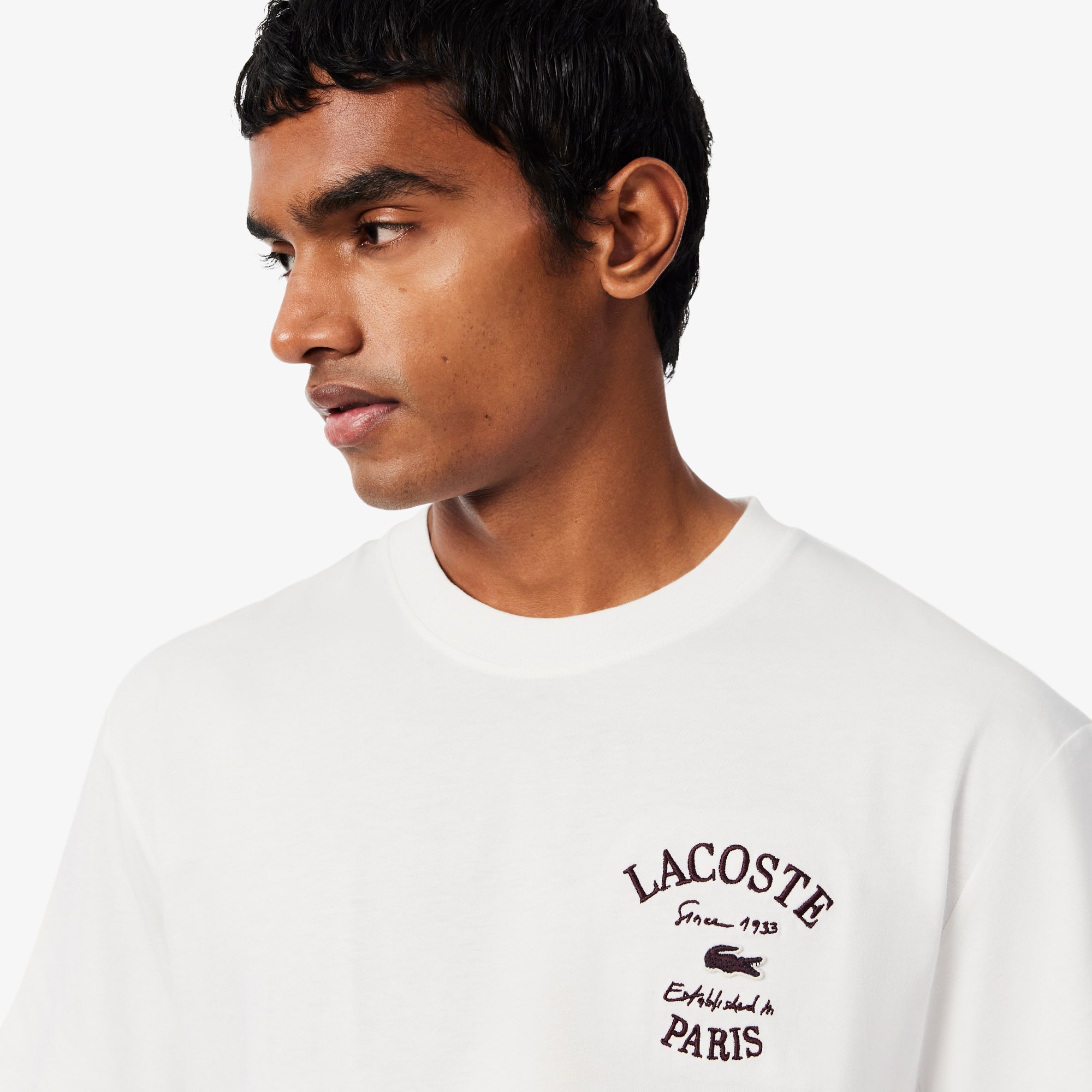 Camiseta de Jersey de Algodão com Detalhe Bordado - Camisetas
