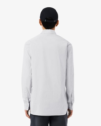 Camisa de corte ajustado de popel&iacute;n el&aacute;stico de rayas