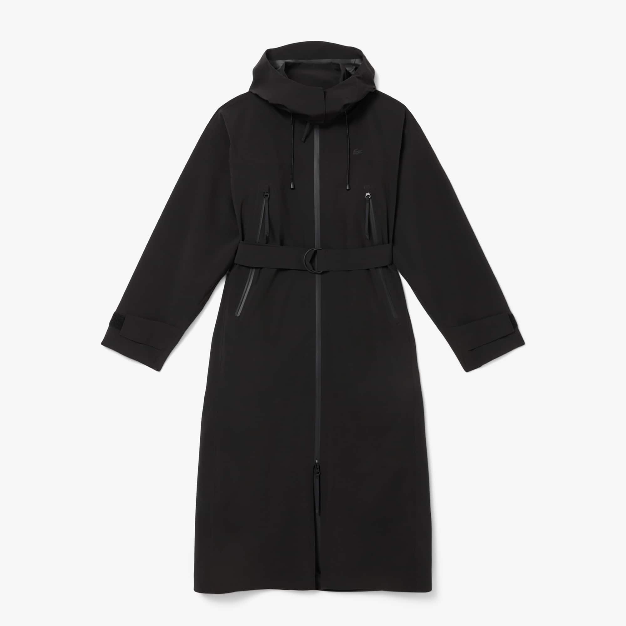 Casaco Preto Feminino Dupla Face Longo e Impermeável Lacoste